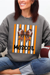 Personalized Fiery Orange & White Varsity Bow Heavy Blend Crew Sweatshirt *Enter Mascot Name