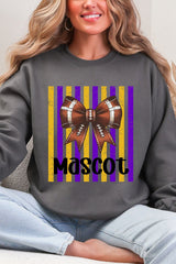 Personalized Purple & Yellow Gold Varsity Bow Heavy Blend Crew Sweatshirt *Enter Mascot Name