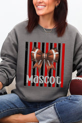 Personalized Red & Black Varsity Bow Heavy Blend Crew Sweatshirt *Enter Mascot Name