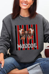 Personalized Red & Black Varsity Bow Heavy Blend Crew Sweatshirt *Enter Mascot Name
