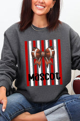 Personalized Red & White Varsity Bow Heavy Blend Crew Sweatshirt *Enter Mascot Name