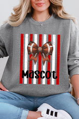 Personalized Red & White Varsity Bow Heavy Blend Crew Sweatshirt *Enter Mascot Name
