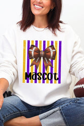 Personalized Purple & Yellow Gold Varsity Bow Heavy Blend Crew Sweatshirt *Enter Mascot Name