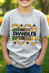Youth Personalized Camo Pencil Pack Short Sleeve Relaxed Fit T-Shirt *Enter Kid's Name