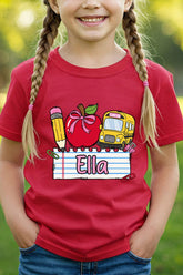 Youth Personalized Back-to-School Name Tag Girl Short Sleeve Relaxed Fit T-Shirt *Enter Kid's Name
