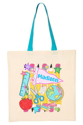 Personalized School Day Sketches Medium Canvas Tote *Enter Kid's Name