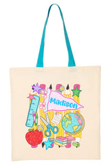 Personalized School Day Sketches Medium Canvas Tote *Enter Kid's Name