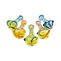 3.5" Hand Pipe Silver Fume Glass with Swirling