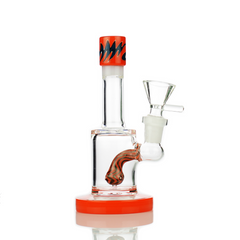 6" American Rod Color Water Pipe with Wig Wag Glass Art and 14mm Male Bowl
