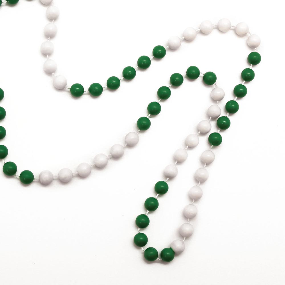 Beads - Segmented Green and White Round 7.5mm 33" (DZ)