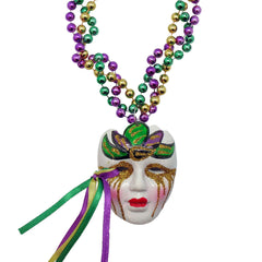 Beads - Mardi Gras Painted Mask 6mm 33" (DZ)