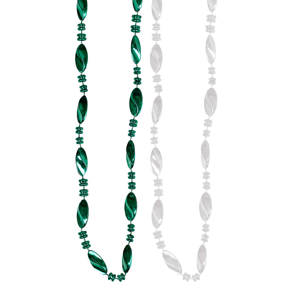 Beads - Green and White Twist Assortment 48" (DZ)