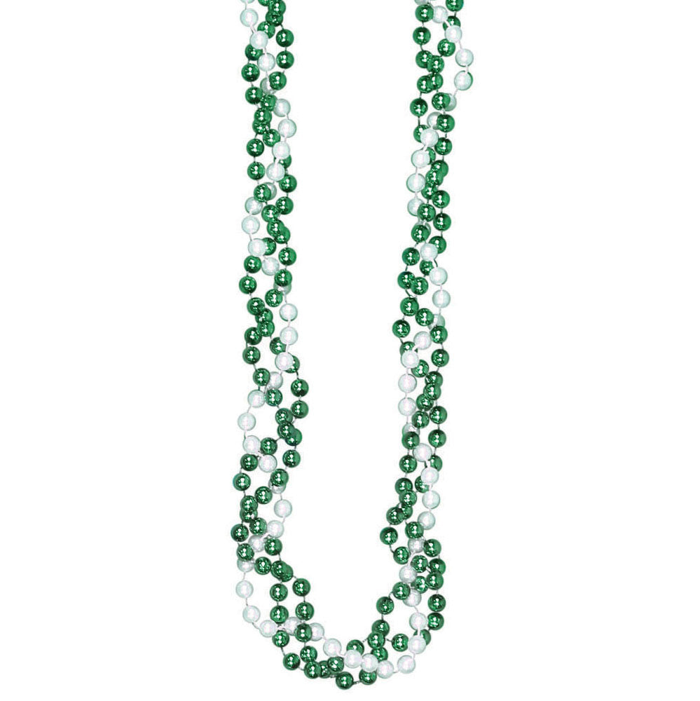 Beads - Braided Green and White 6mm 42" (DZ)