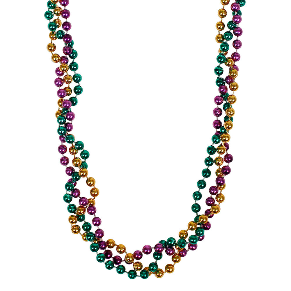 Beads - Braided Mardi Gras Colors 42" (DZ)
