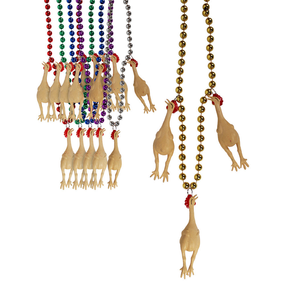 Beads - Rubber Chicken Assortment 33" (6 PACK)
