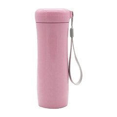 Wheat Fibre Drinking Bottle With Thin Cloth Strap