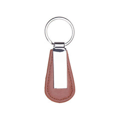 Leather Teardrop Keychain With Metal Overlay