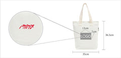 White Canvas Tote Bag With Side Pocket