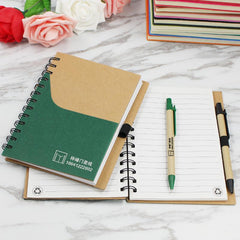 Notebook Set With Coloured Pocket On Kraft Paper Cover