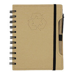 Spiral-bound Recycle Notebook with Pen and Elastic Band