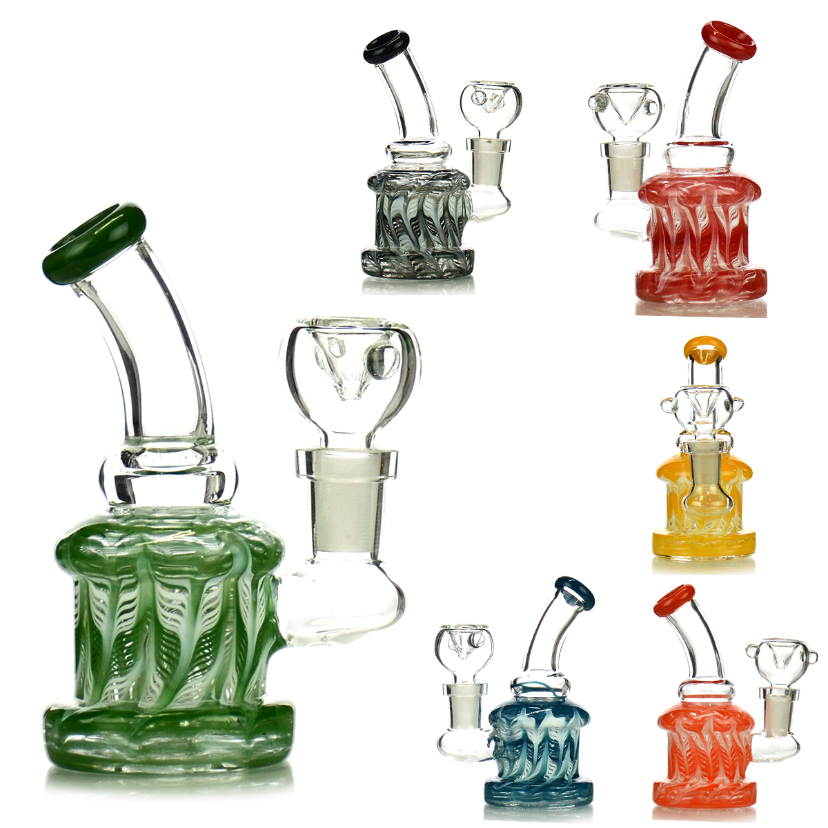 4.5” Fancy Mini Bong with Rod Color and 14mm Male Bowl