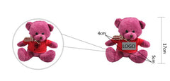 17cm Teddy Bear Plush Toy With T-Shirt And Checkered Ribbon