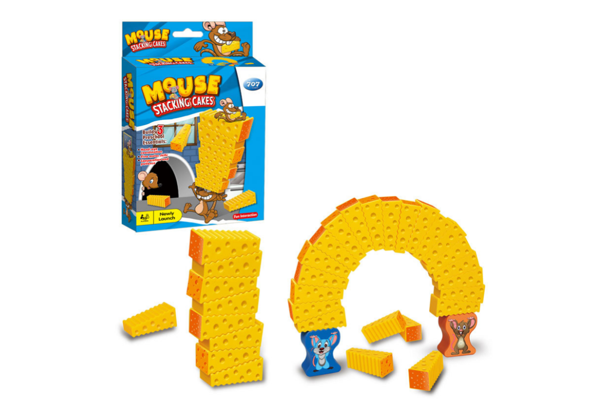 Yellow Mouse Cheese Stacking Game