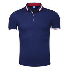 Pure Cotton Short-Sleeved Polo Shirt With Colourful Striped Collar