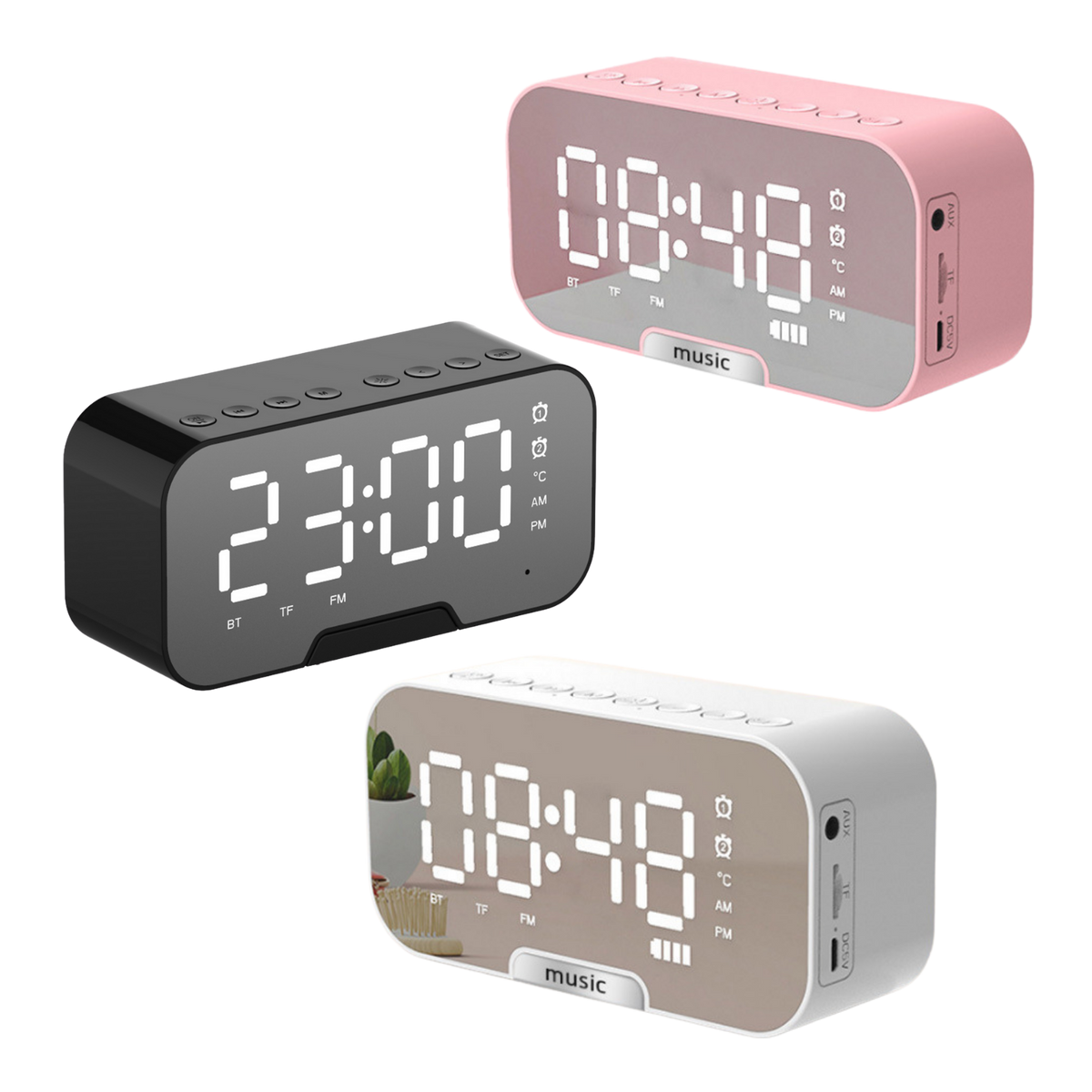 Bluetooth Speaker w/ Mirror Clock Alarm (Deliver in 4-6 weeks)