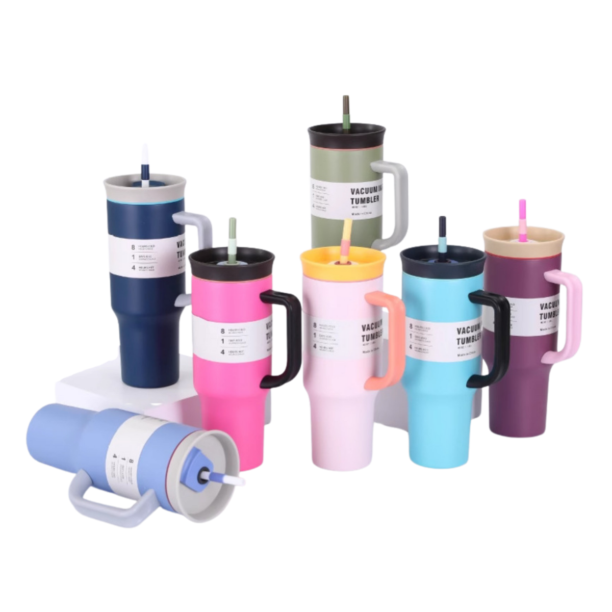 Colorful Thermos Cup w/ Straw and Handle (Deliver In 4-6 weeks)