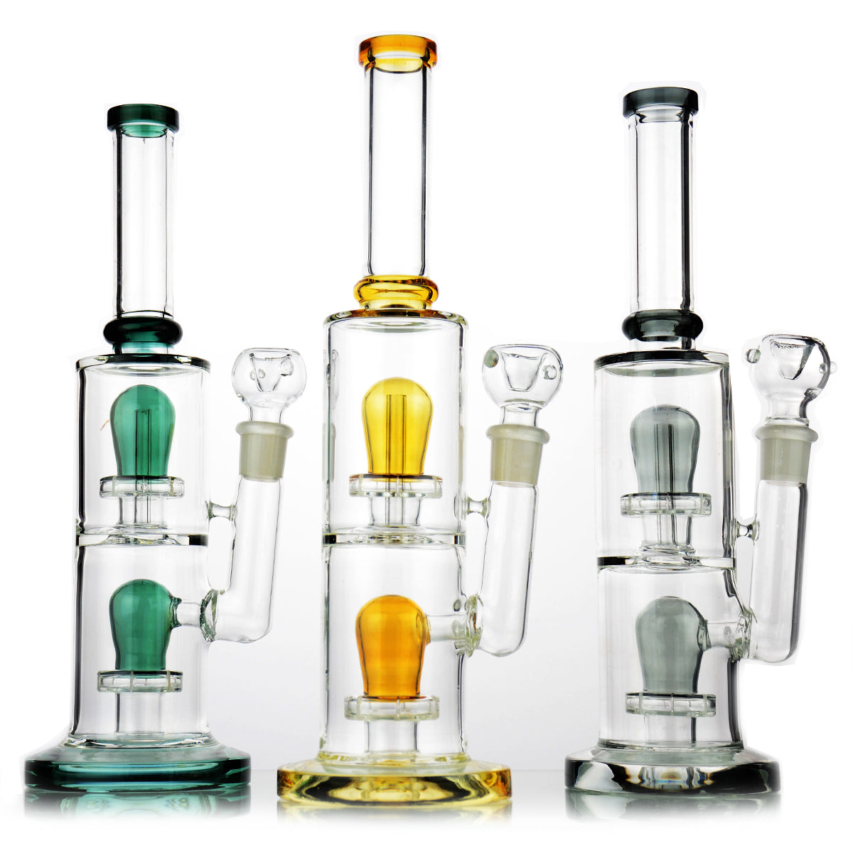 14” Water Pipe Double Dome Shower 18mm Male Bowl Included Approx 540 Grams