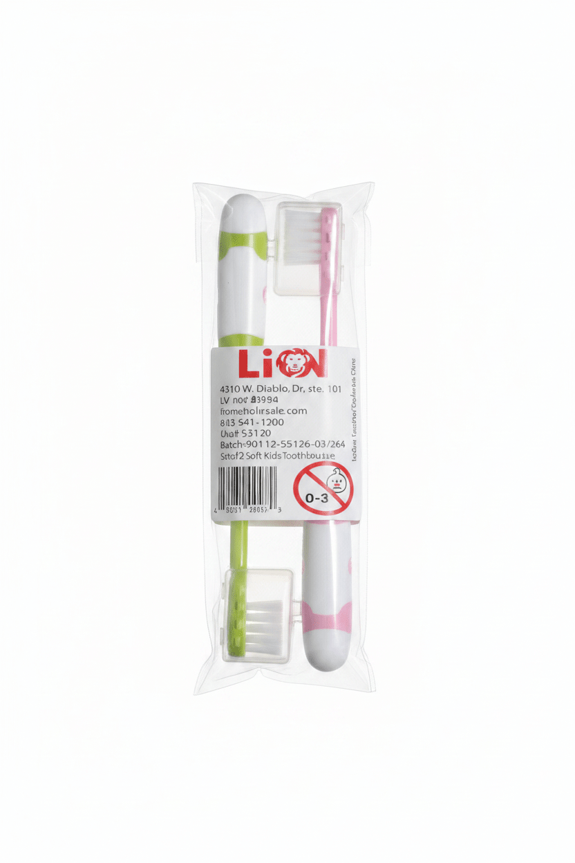 2-Pack Soft Bristle Children's Toothbrush w/ Cap-Set | Assorted Colors