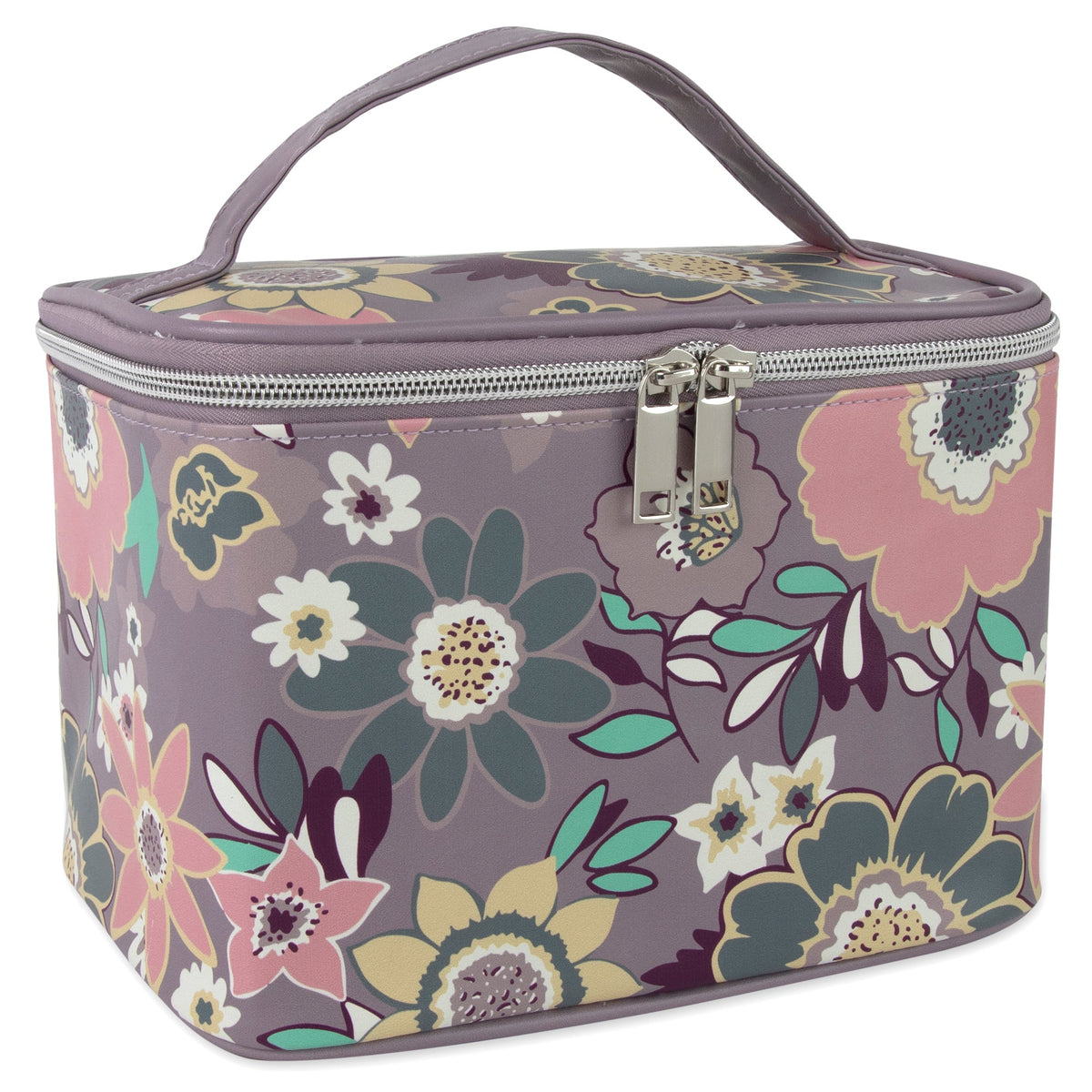 Vegan Leather Cosmetic Travel Case - Floral Print