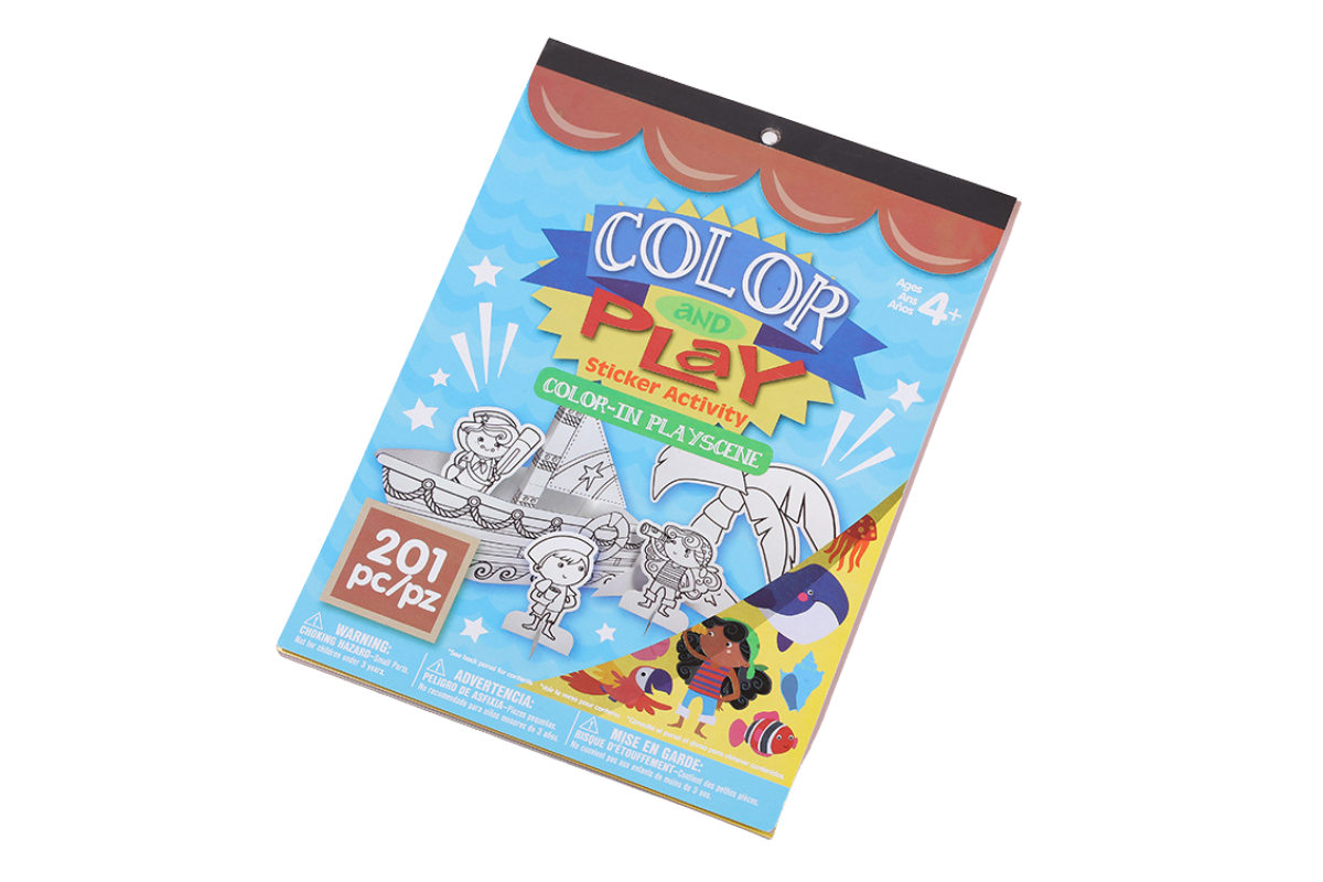 Color-In Scene Theme DIY Fold and Play Book