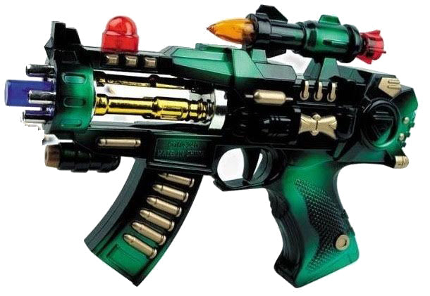 LIGHT UP CAMO SPINNING BARREL MACHINE GUN W SOUND ( sold by the piece)
