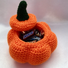 1707BA Crochet Pumpkin Basket for Halloween Decoration, Knitting Doll, Gift for Halloween Party