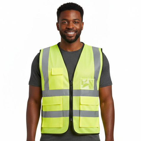 Deluxe High Visibility Safety Vest With Clear ID Pocket