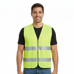 Zippered High Visibility Safety Vest With Reflective Strips