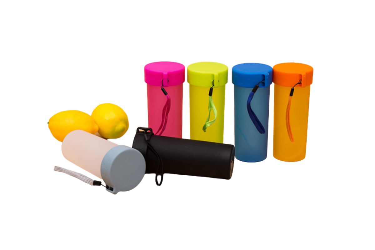 Frosted Plastic Water Bottle with Lanyard