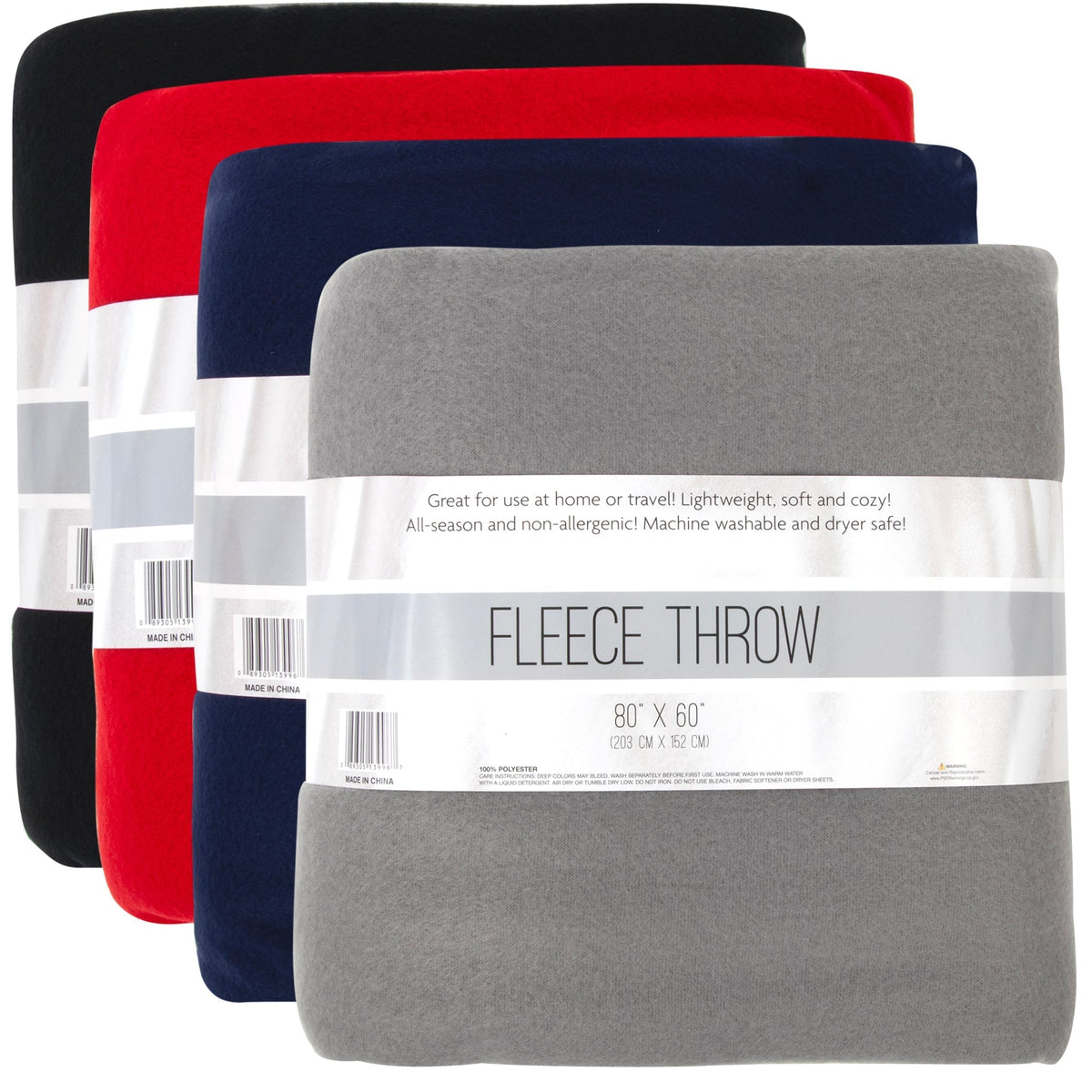 Twin Fleece Bulk Throw Blankets 80" x 60"