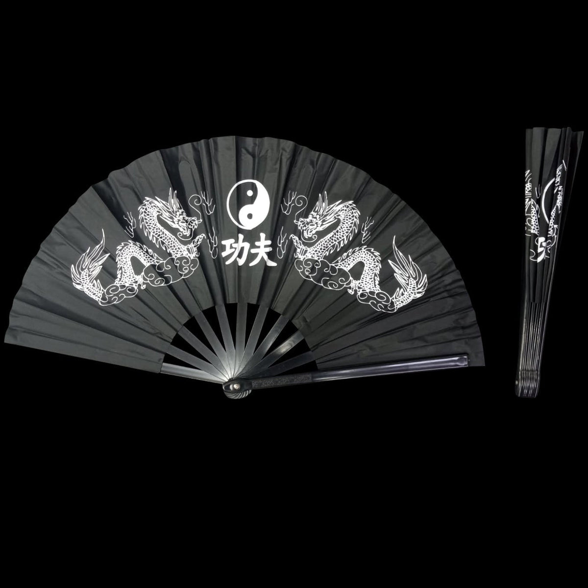 Black Dragon Big Claping Folding Hands Fan