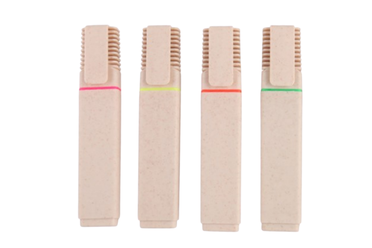 Set of 4 Wheat Straw Highlighters