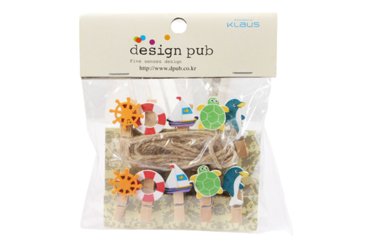Ocean Theme Wooden Clip with Twine