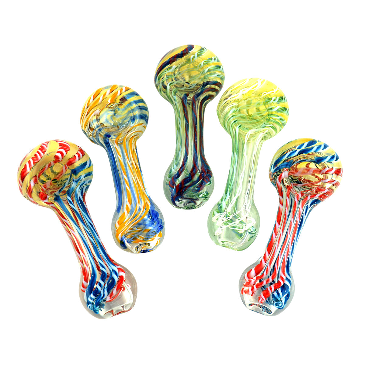 3.5" Hand Pipe Silver Fume Glass Inside Twisting Art