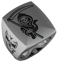 GRIM REAPER W SICKLE STAINLESS STEEL BIKER RING ( sold by the piece )
