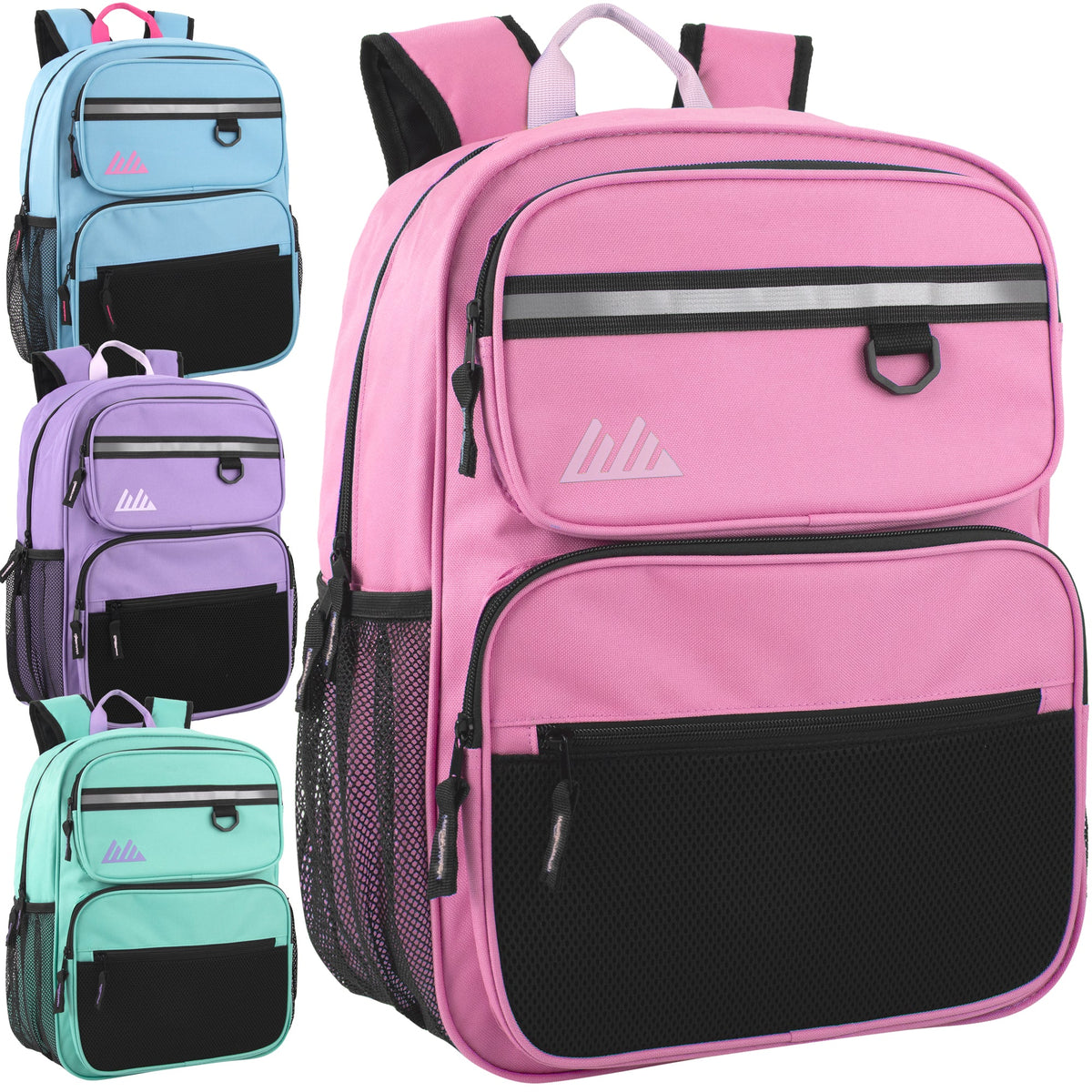 17-Inch Bulk Rugged Multi-Pocket Backpack - Girls