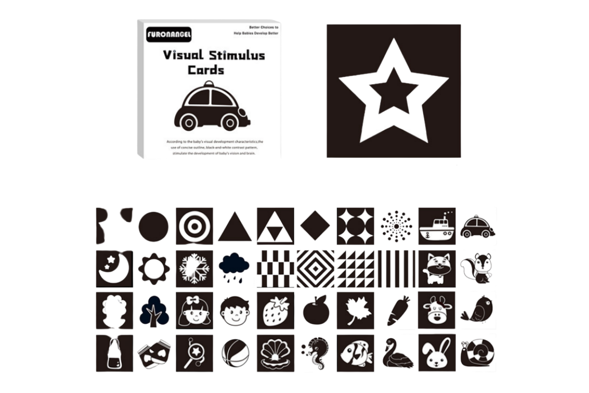 Black/White Star Vision Stimulation Flash Cards