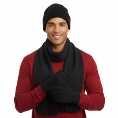 Winter Accessories Gift Set with Hat, Gloves, & Scarf - Black
