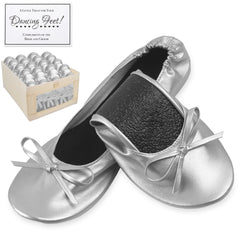 Women's Wedding Ballet Shoes With Display Box & Sign - Silver