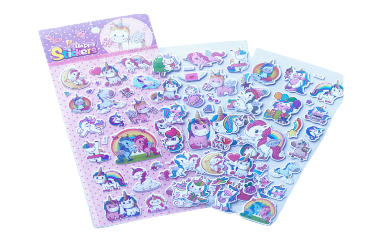 Pastel Unicorn Design 3D Stickers